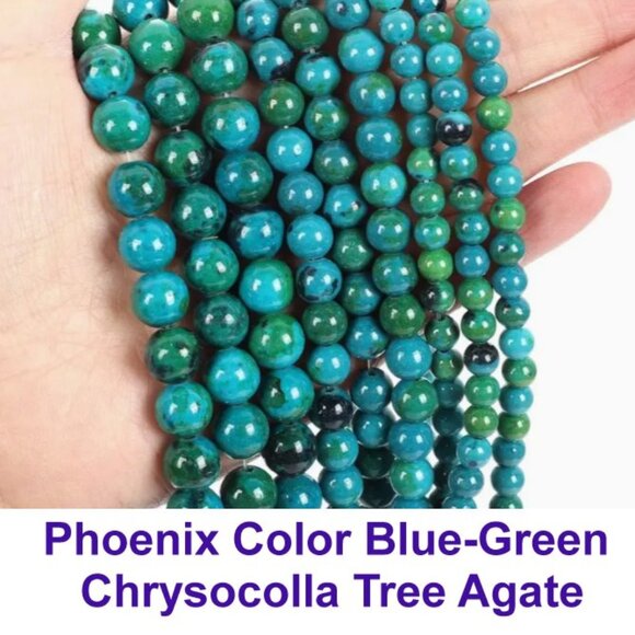 Phoenix Color Blue-Green  Chrysocolla Tree Agate - Picture 1 of 4